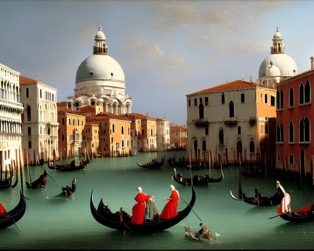 Venice Grand Canal with Gondolas and Basilica View