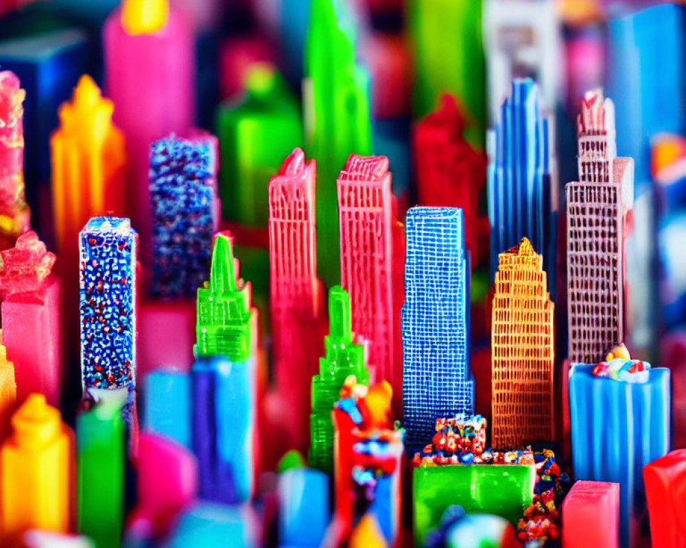 Colorful Miniature Cityscape Buildings in Various Shapes and Sizes