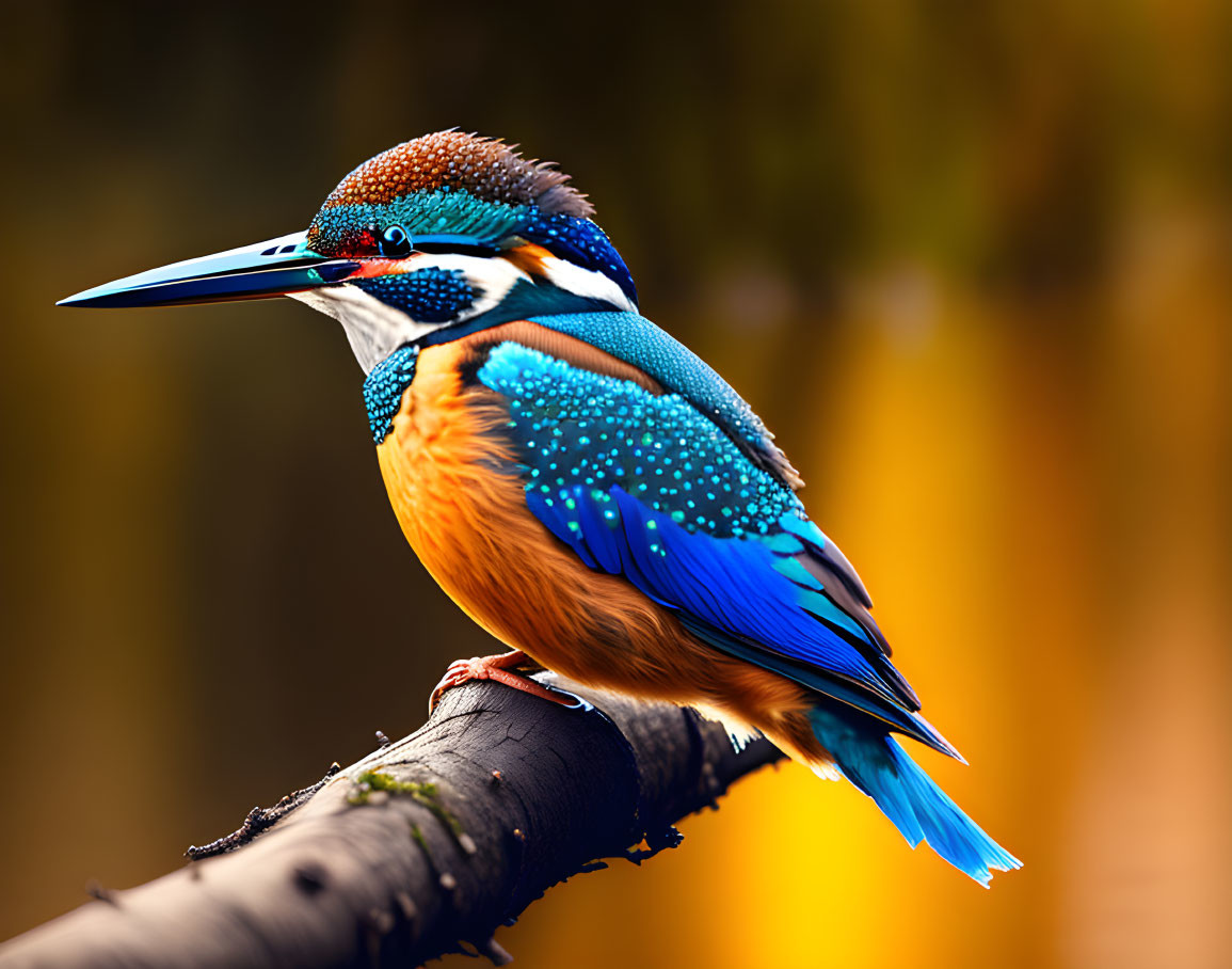 Colorful Kingfisher Perched on Branch in Autumn Scene