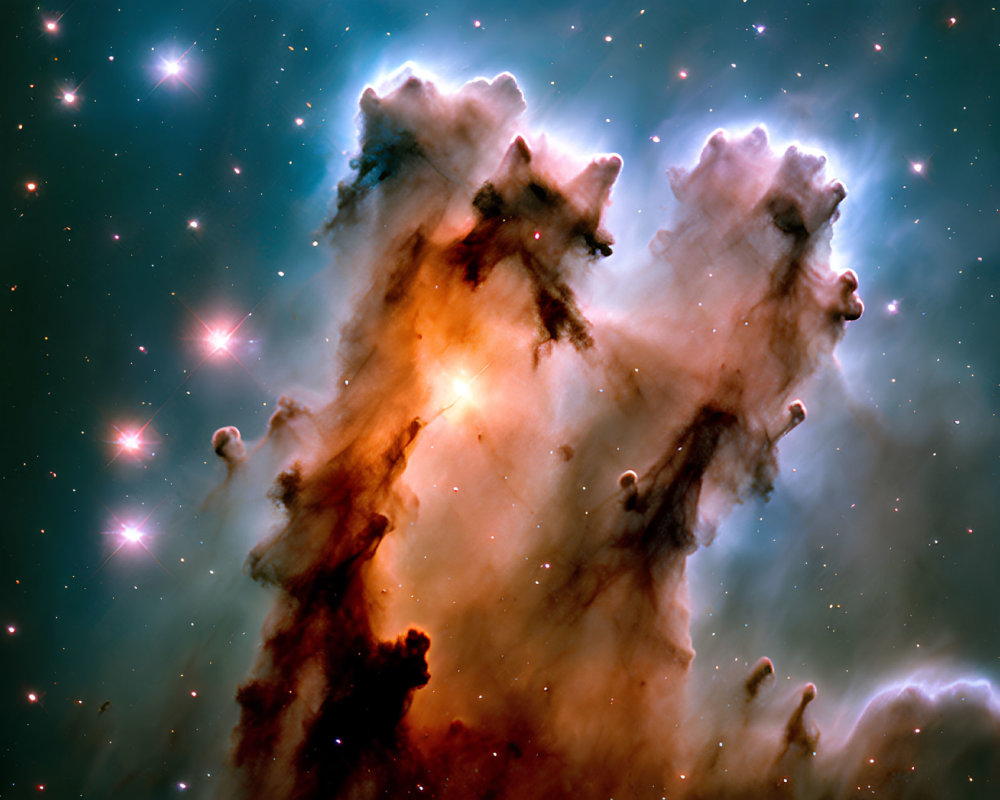 Interstellar Gas and Dust Pillars Illuminated by Starlight