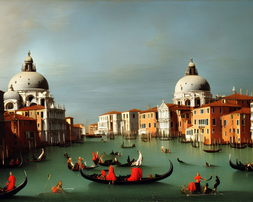 Venice Grand Canal painting with gondolas and Basilica di Santa Maria della Salute