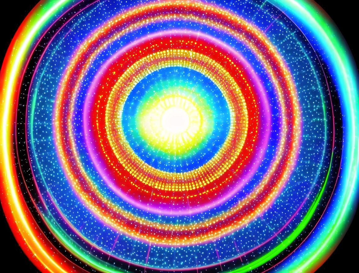 Colorful concentric circles digital illustration with psychedelic tunnel effect