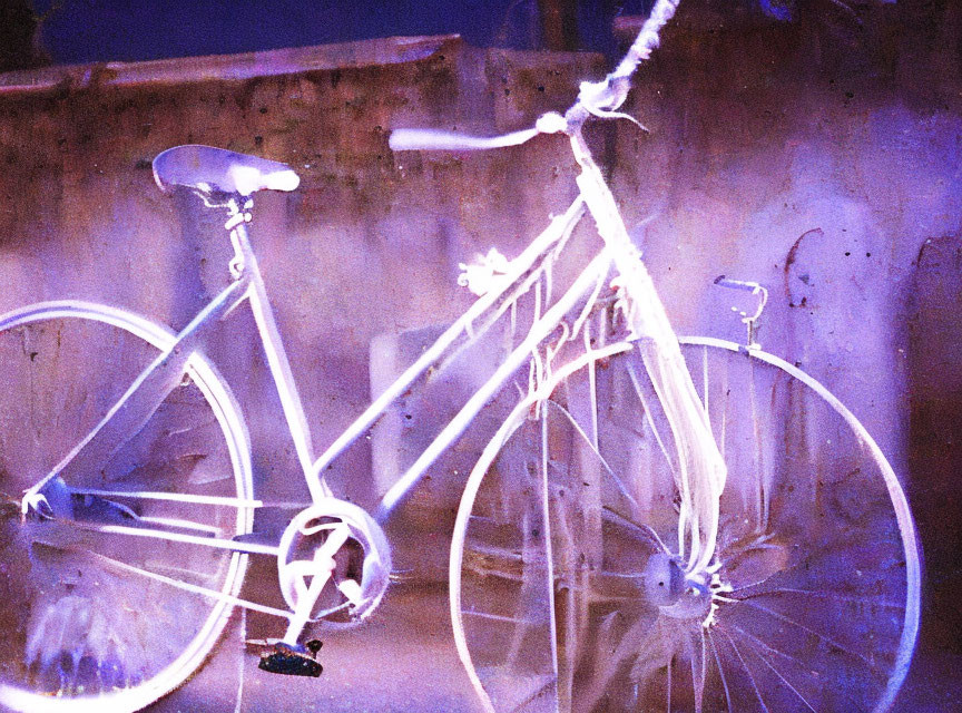 Surreal Vintage Bicycle with Bright Colors and Glow