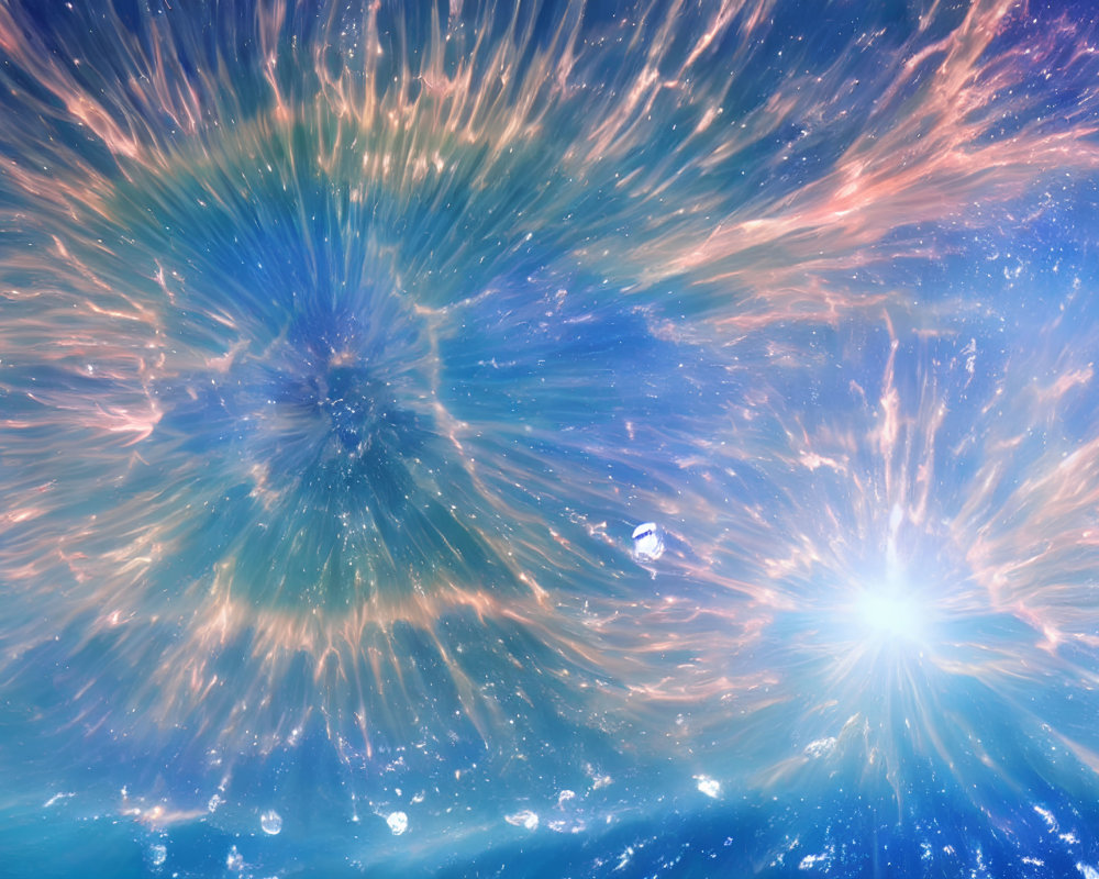 Blue star cosmic event digital art: radiant stars in motion.