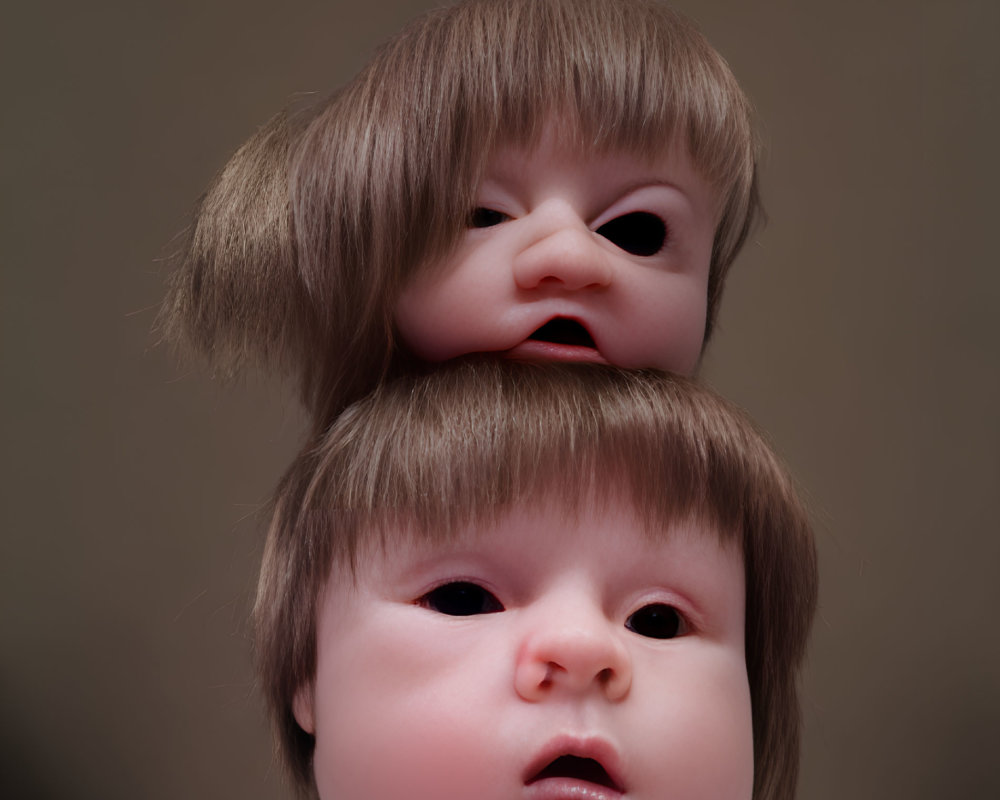 Surreal artwork: Stacked hyperrealistic baby faces