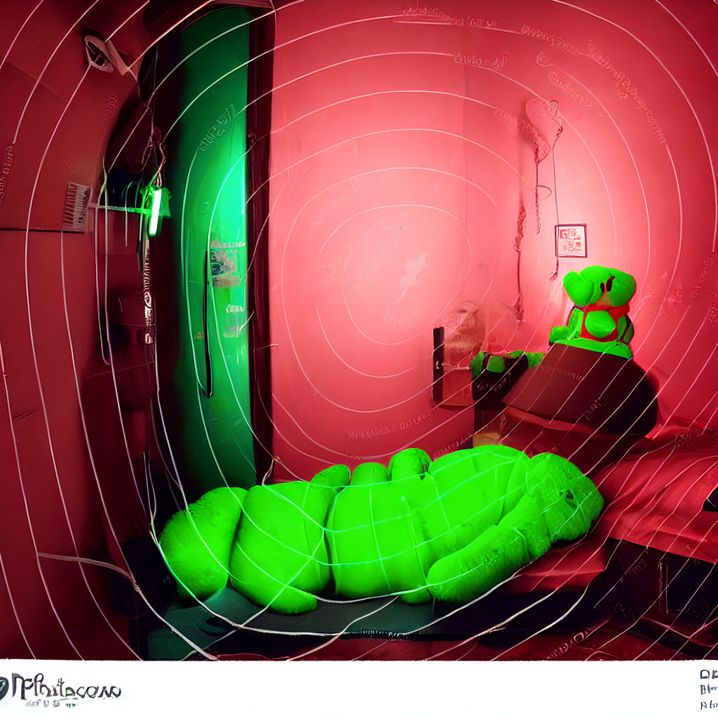 Colorful Room with Plush Caterpillar and Ambient Lighting