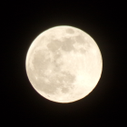 Detailed full moon with craters in starry night sky.