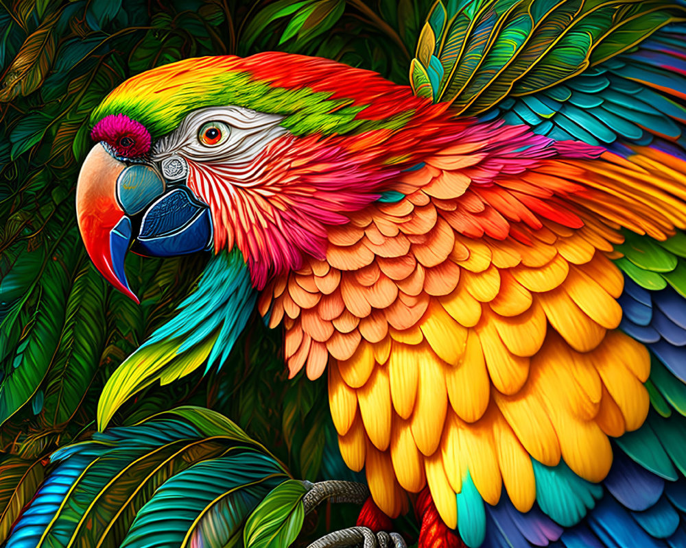 Colorful Parrot Digital Artwork with Vibrant Feathers