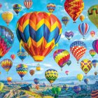 Colorful Hot Air Balloon Festival Over Cityscape Skyline