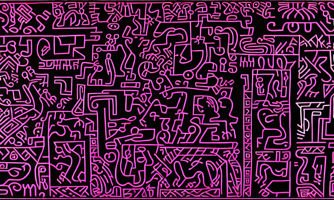 Neon pink abstract lines on dark background