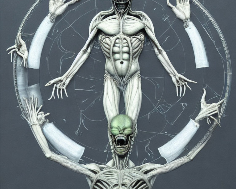 Detailed Xenomorph Anatomy: Skeletal, Muscular Structure & Multiple Poses