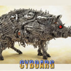 Intricate Mechanical Rhinoceros with Industrial Design Aesthetic