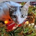 Adorable Kittens Among Christmas Tree Decorations