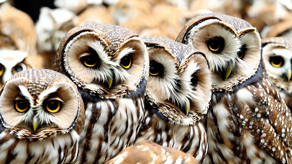 Colorful Owls with Striking Feather Patterns Huddle Together