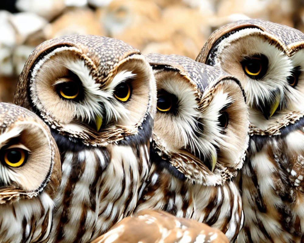 Colorful Owls with Striking Feather Patterns Huddle Together