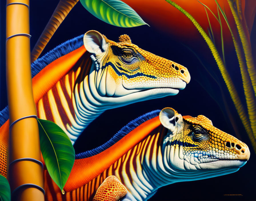  reptiles and mammals jungle oil on canvas