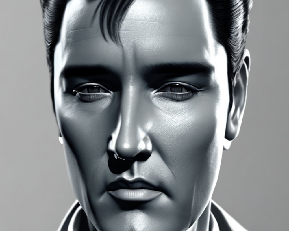 Monochromatic digital portrait of a man with slicked-back hair