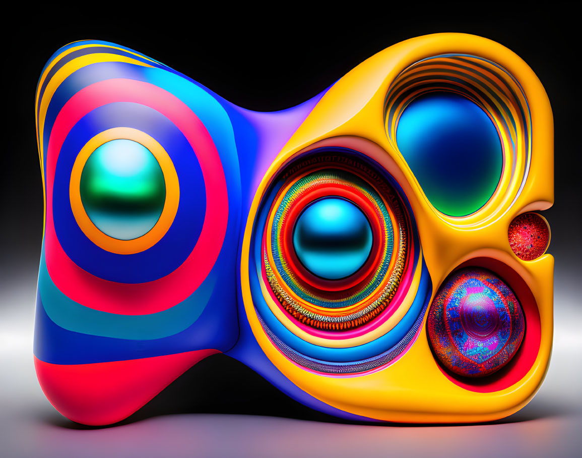 Colorful Abstract 3D Graphic: Swirling Shapes & Spherical Patterns