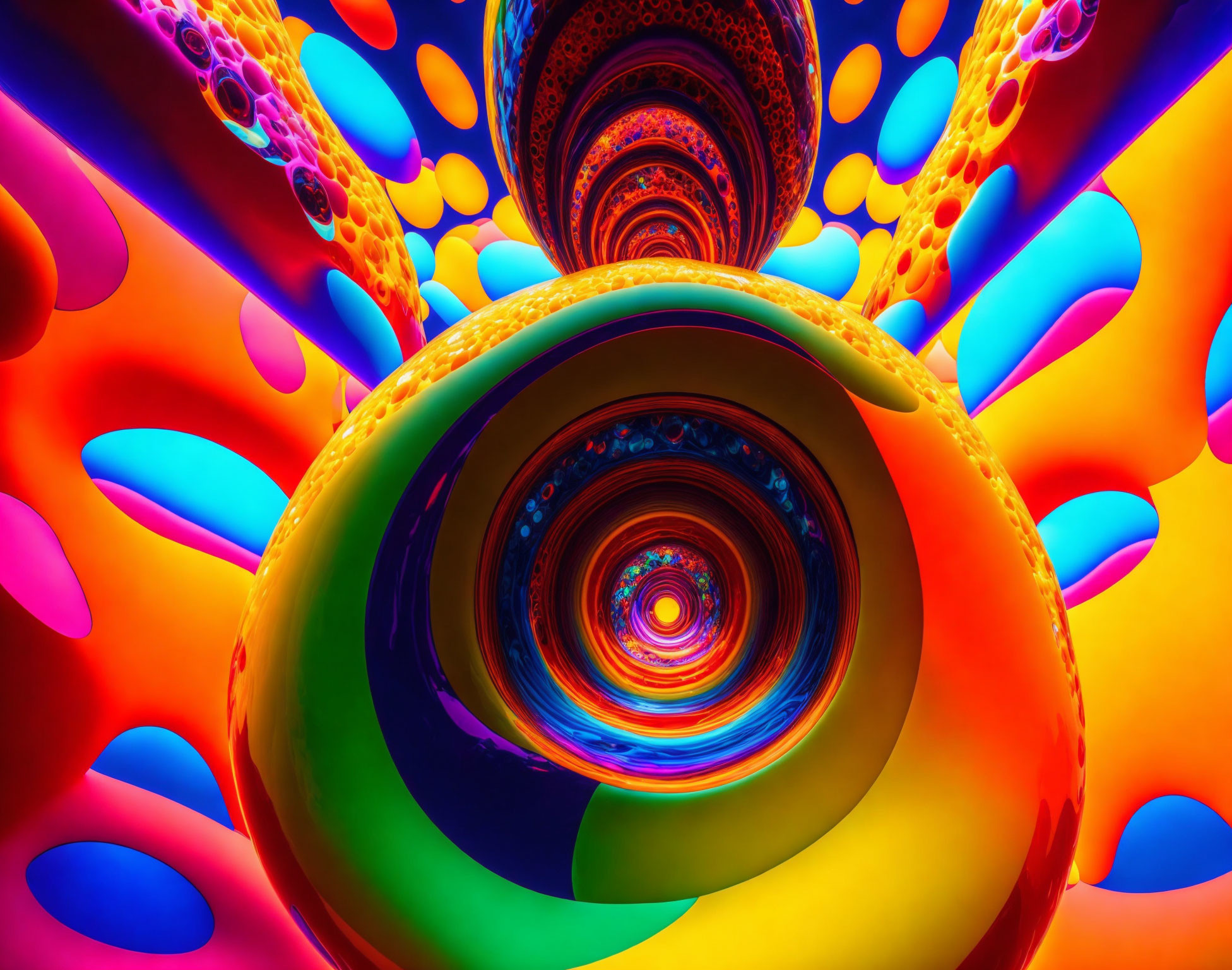 Colorful Psychedelic Fractal with Spiraling Tunnel