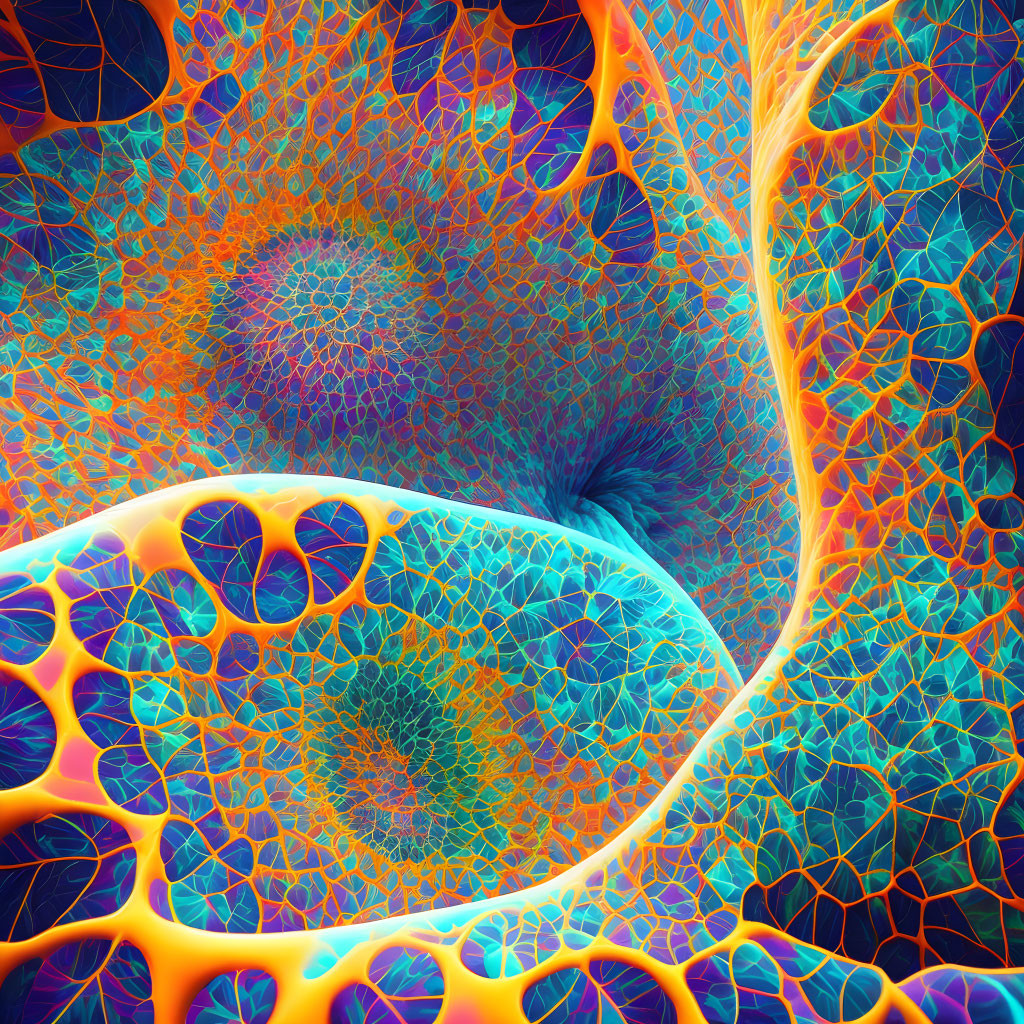 Colorful Neon Fractal Patterns in Abstract Digital Art