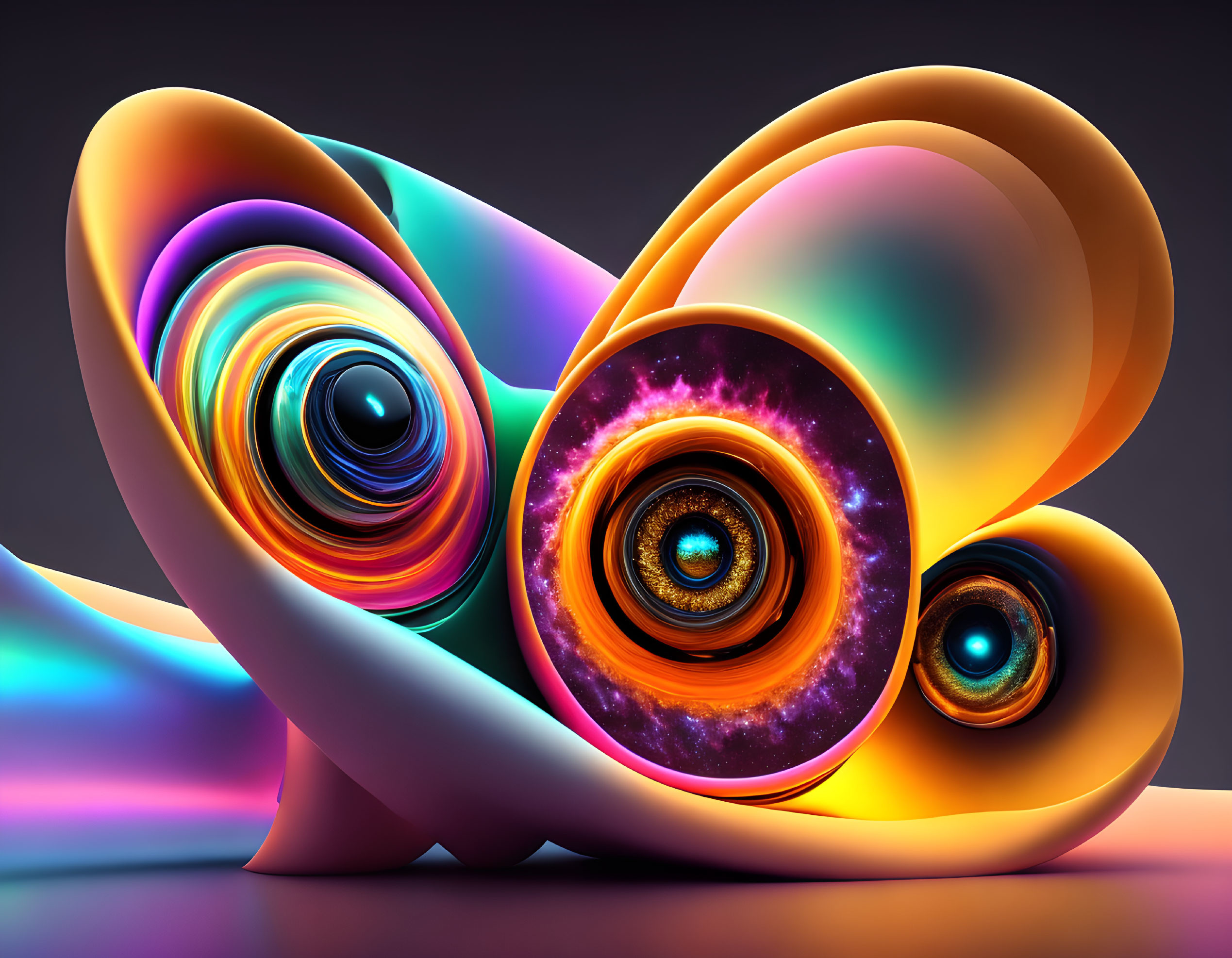 Colorful Swirling Shapes in Abstract Artwork