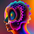 Cosmic-themed human profile digital artwork with vibrant colors