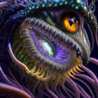 Colorful Fantastical Creature with Multiple Eyes and Tentacles in Vibrant Image