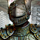 Medieval Knight in Ornate Armor with Visored Helmet