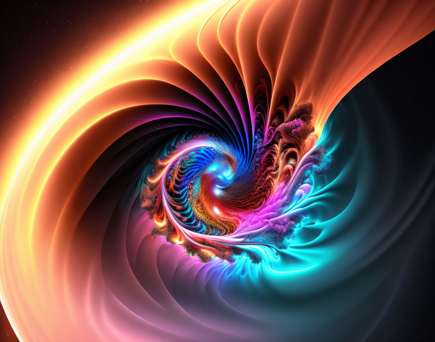 Colorful Abstract Swirl in Orange, Blue, and Purple Hues