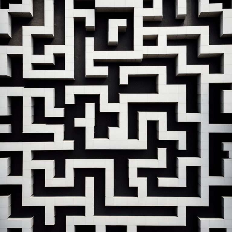 Complex 3D maze with high-contrast design