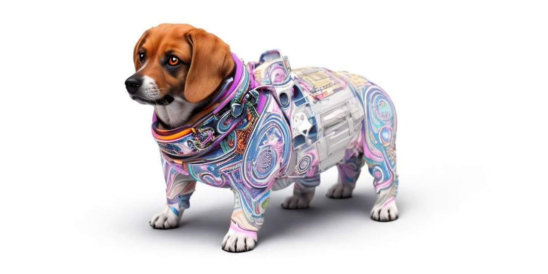 Beagle with Transparent Body Revealing Mechanical Parts