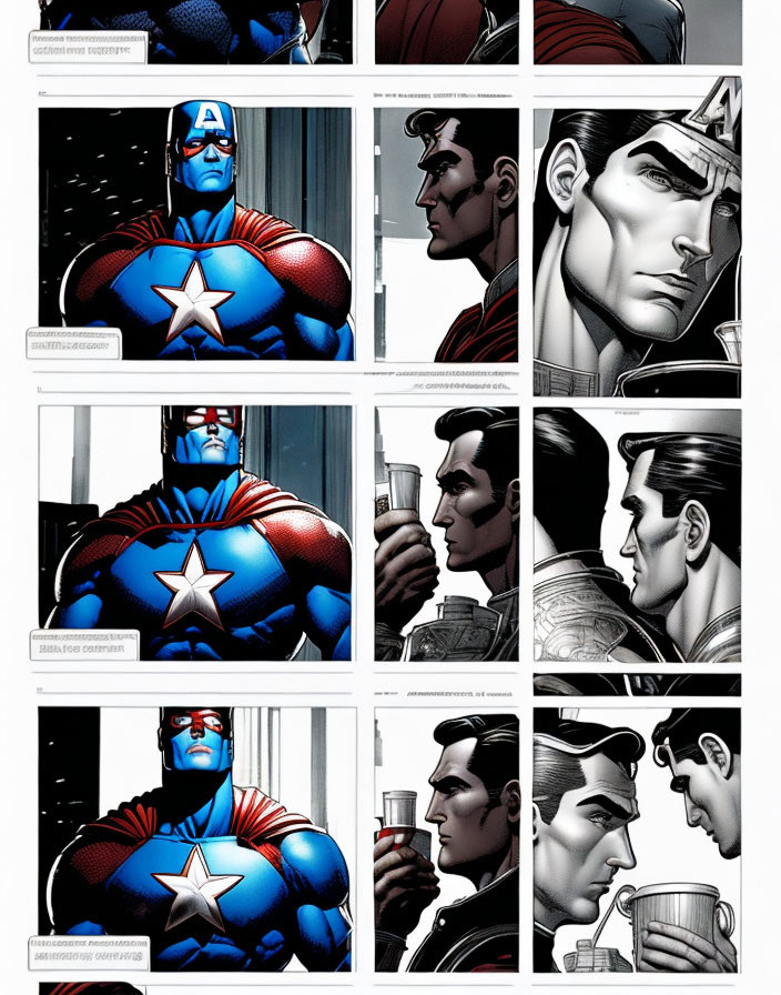 Storyboard: Superman & CapAmerica drink coffee