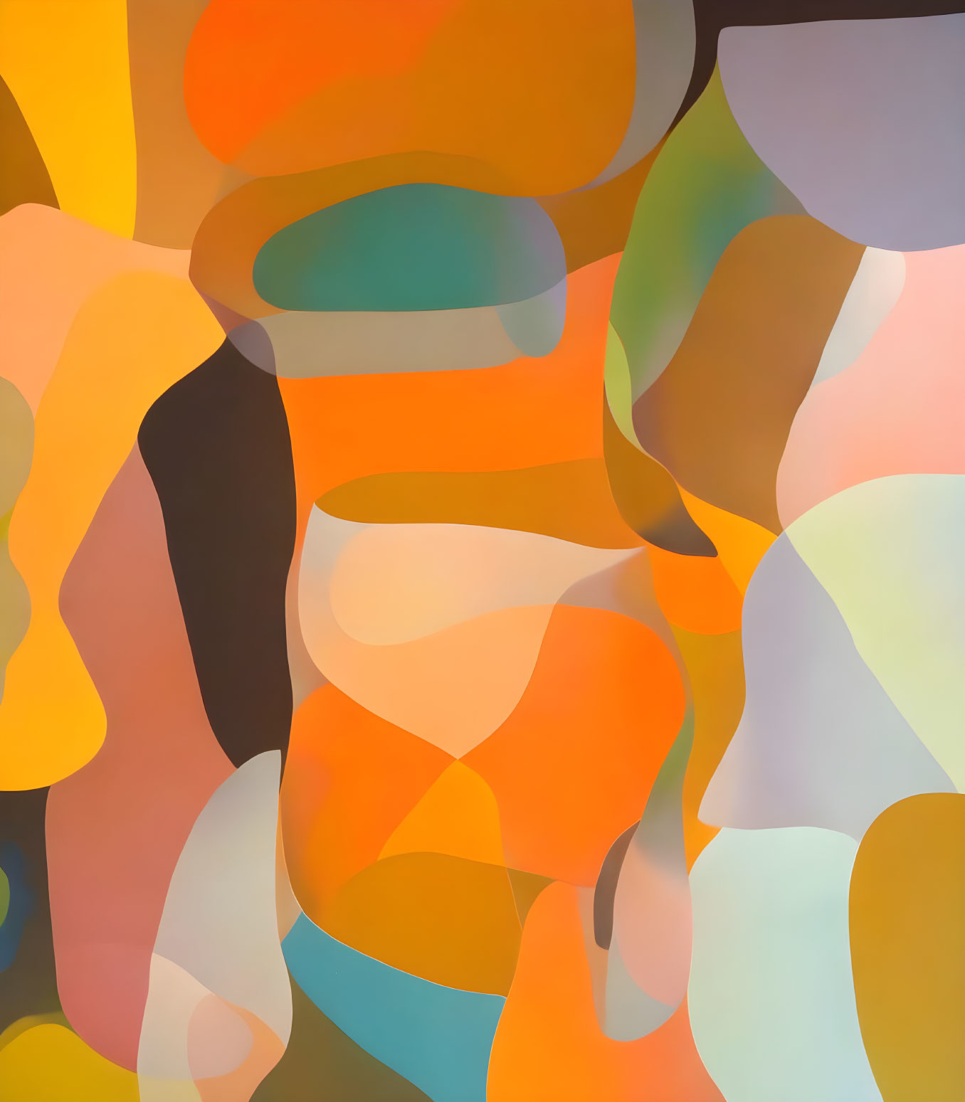 Translucent Warm-Toned Abstract Painting in Overlapping Shapes