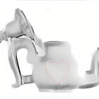 Stylized Sitting Dog Sculpture in Glossy Porcelain