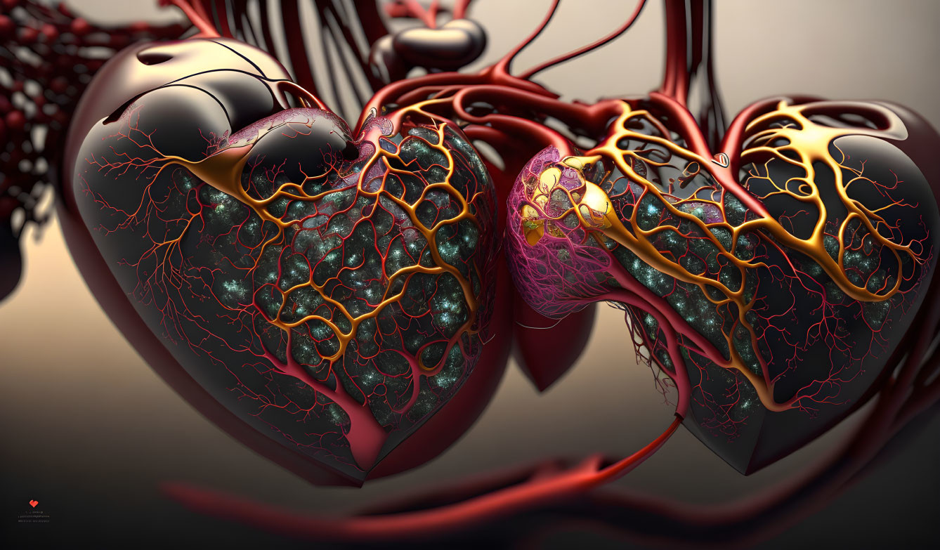 Detailed 3D rendering of human heart anatomy