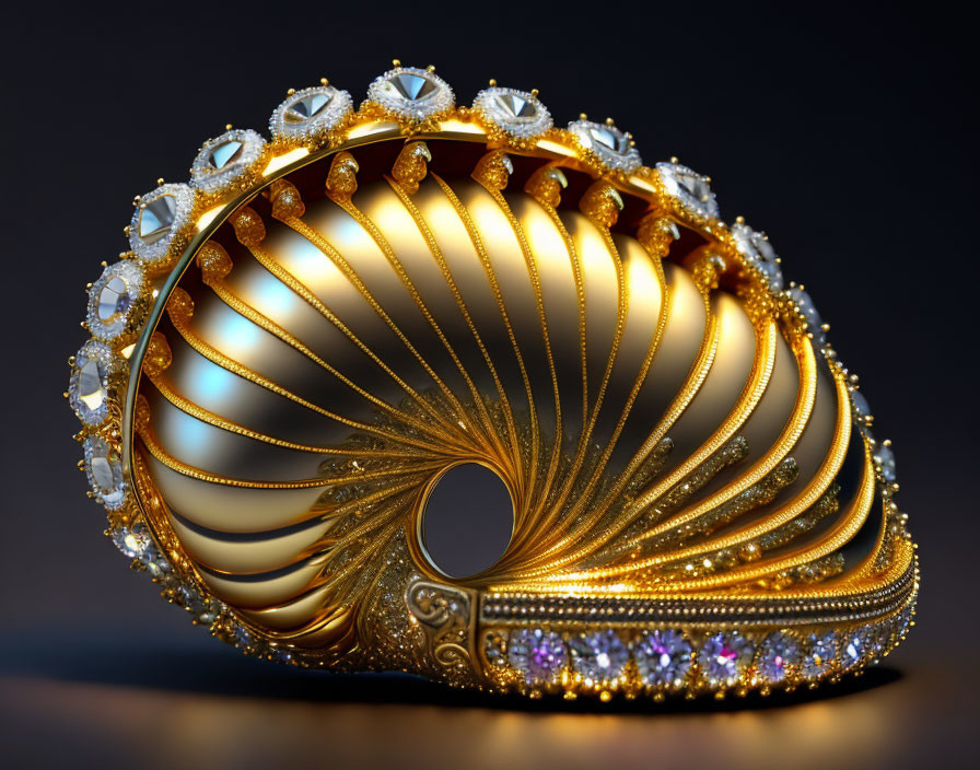 Intricate Golden Tiara with Gemstones on Dark Background