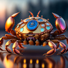 Intricate Golden-Patterned Mechanical Crab in Digital Art