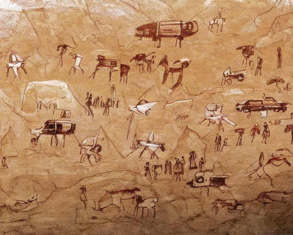 Modern Elements in Ancient Cave Painting Recreation