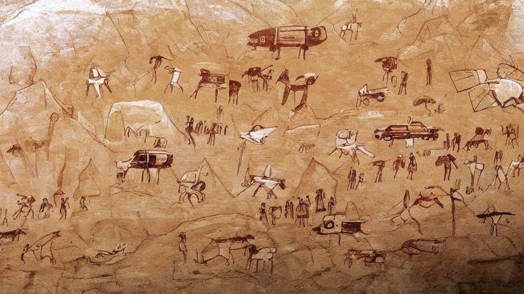 Modern Elements in Ancient Cave Painting Recreation