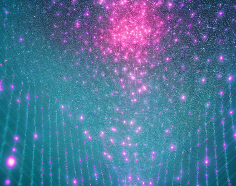 Abstract Neon Blue and Pink Network Grid Visualization