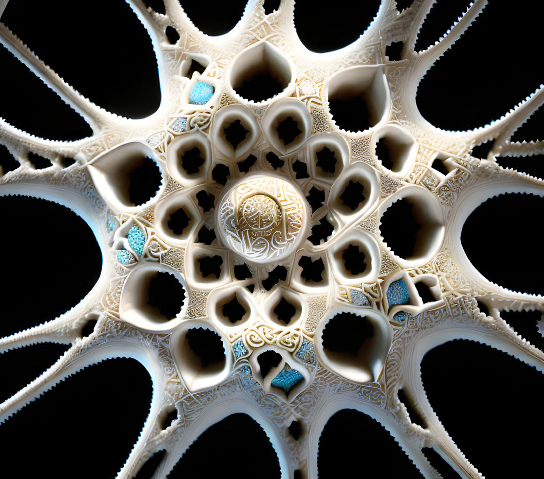 Intricate 3D-Printed Radial Sculpture with Central Ornament