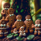 Whimsical gingerbread figurines in fairytale family gathering