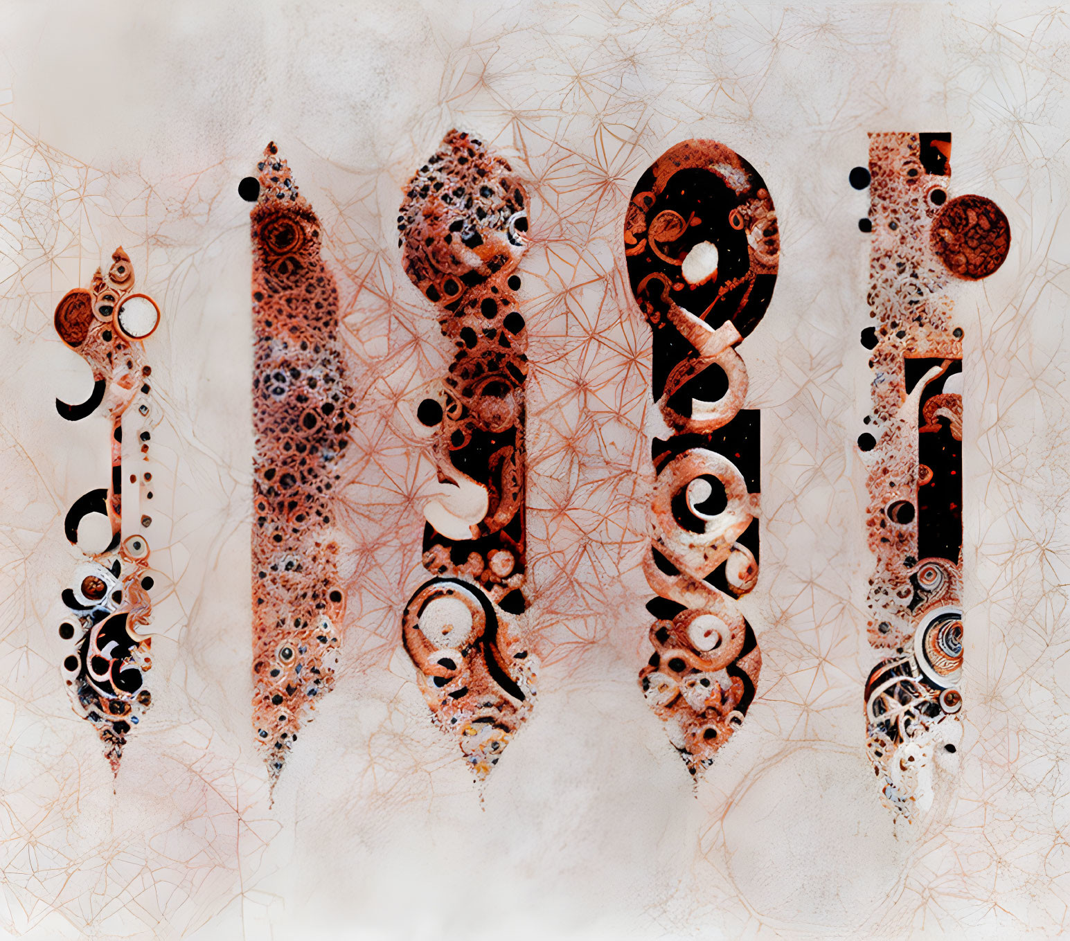 Abstract digital artwork with intricate patterns and warm earthy colors