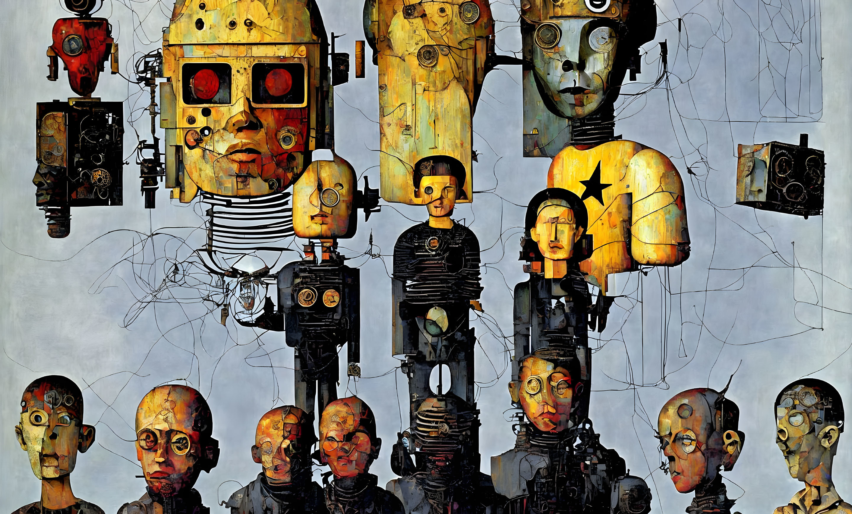 Robotic Faces with Human Features on Neutral Background