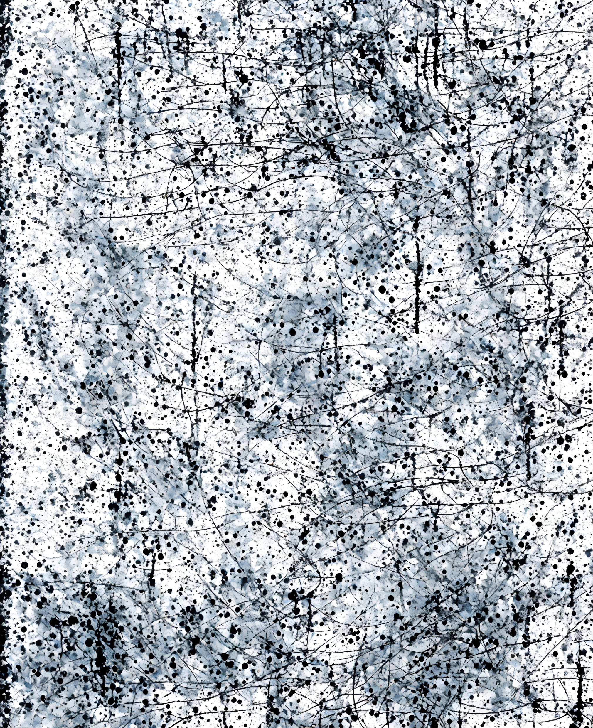 Black Splatter and Linear Patterns on Grey and White Background