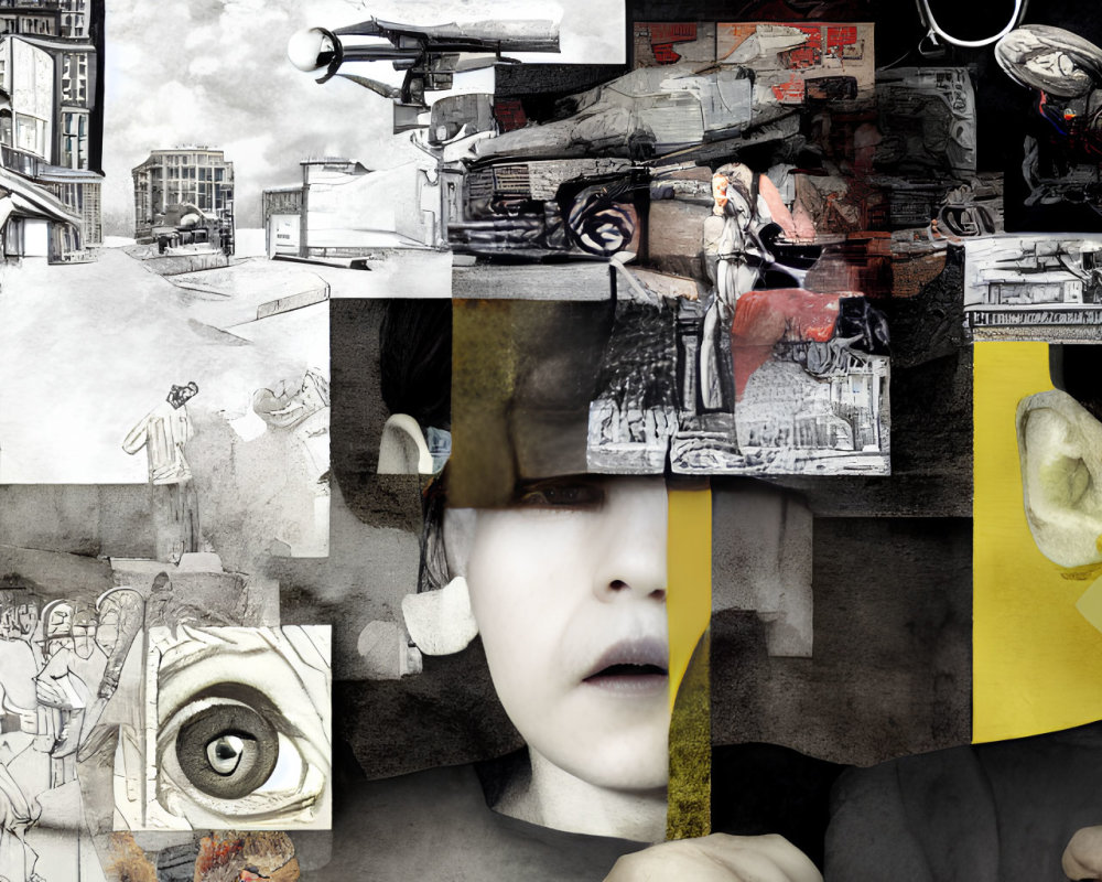 Mixed Media Collage of Urban, Fantastical, and Child Portraits