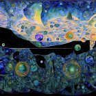 Colorful digital artwork blending Van Gogh swirls with cosmic elements.