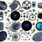 Assorted Car Parts and Mechanical Components on Light Background