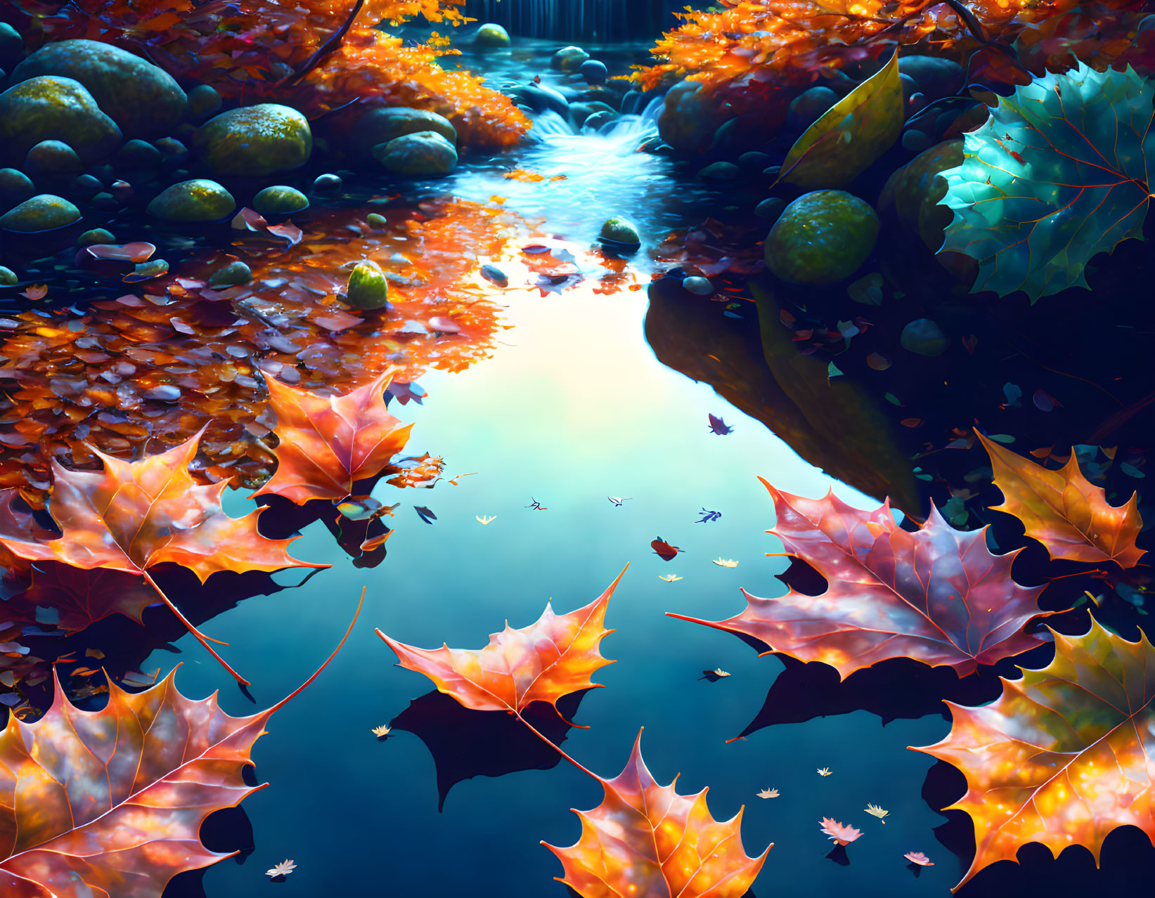 Leaves on water