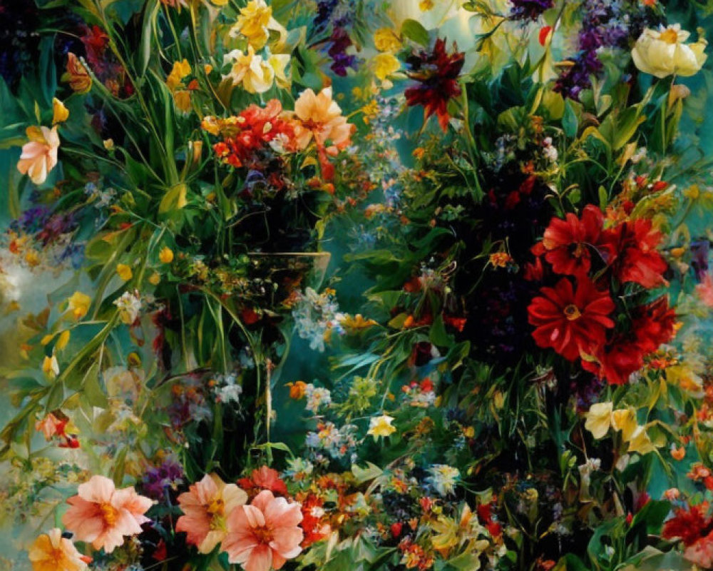 Colorful Flowers in Vases on Dreamy Background